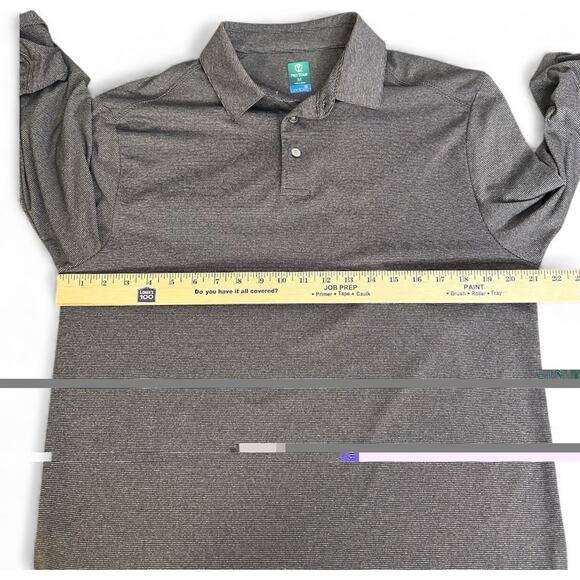 Pro Tour Mens Cool Play Golf Long Sleeve Polo Shirt Medium Gray Pinstripe - Picture 4 of 7